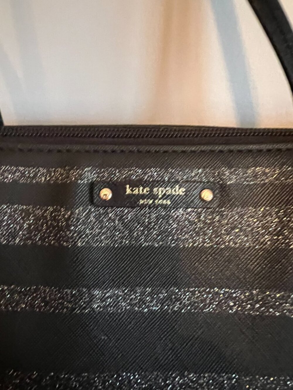 kate spade Black Glitter Stripe Tote